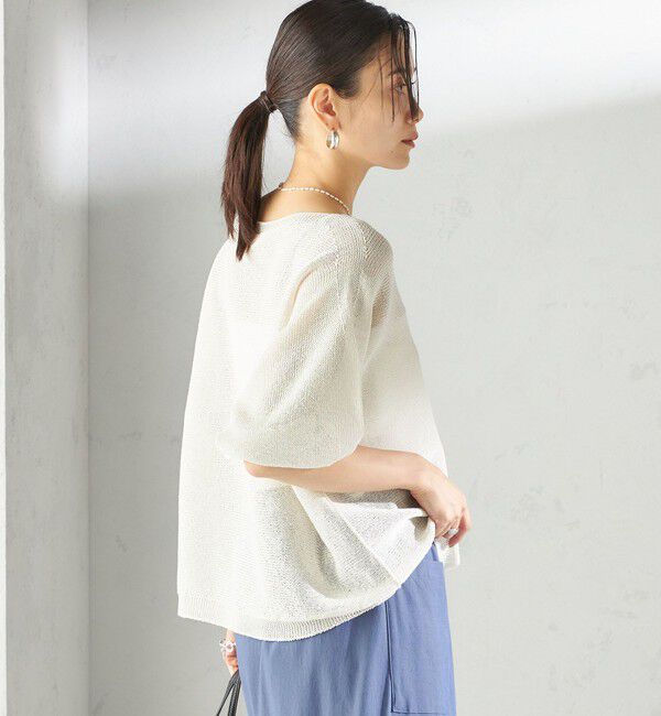 SHIPS for women「〈手洗い可能〉ペーパー パフ スリーブ 半袖 ニット」|ニット・セーター|