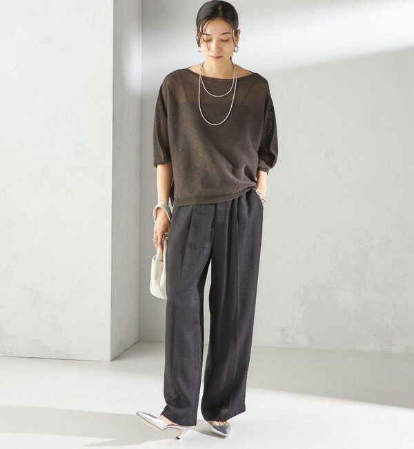 SHIPS for women「〈手洗い可能〉ペーパー パフ スリーブ 半袖 ニット」|ニット・セーター|