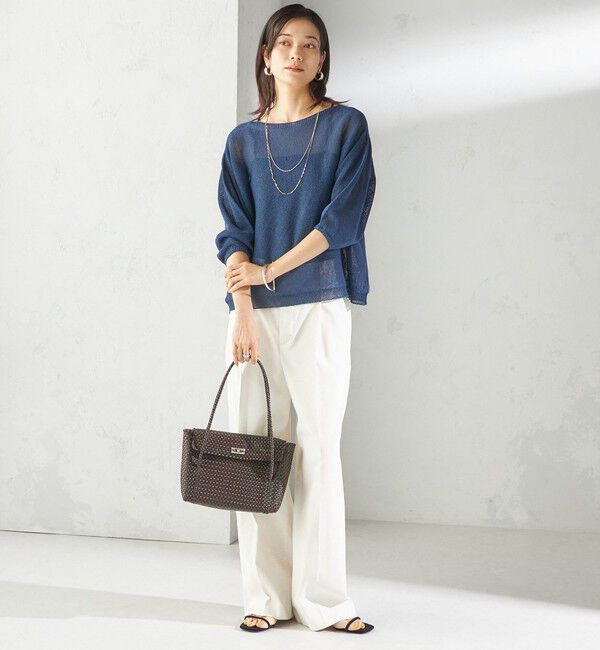 SHIPS for women「〈手洗い可能〉ペーパー パフ スリーブ 半袖 ニット」|ニット・セーター|