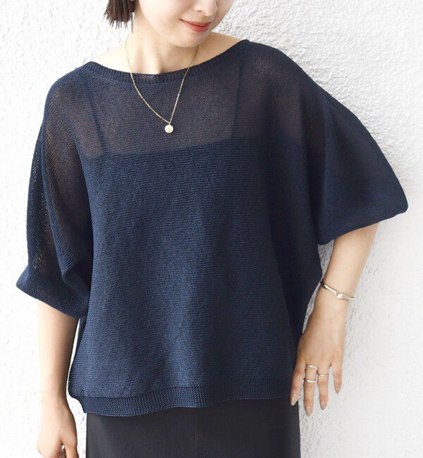 SHIPS for women「〈手洗い可能〉ペーパー パフ スリーブ 半袖 ニット」|ニット・セーター|