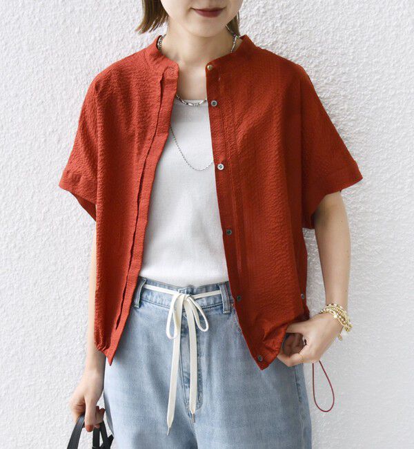 SHIPS for women「〈手洗い可能〉サッカー 裾 ドロスト ドルマン ブラウス 2」|シャツ・ブラウス|レッド