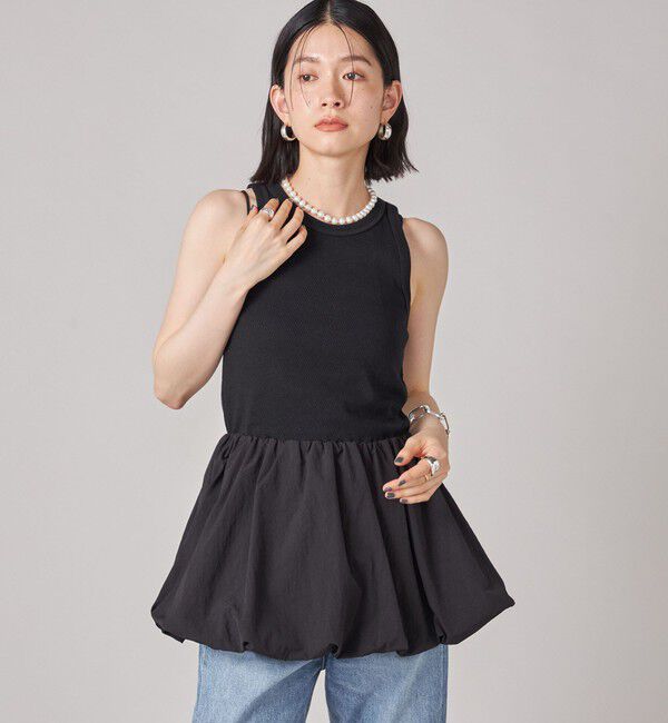 SHIPS for women「SHIPS NINE CASE:〈洗濯機可能〉バブル ヘム トップス」|その他|ブラック