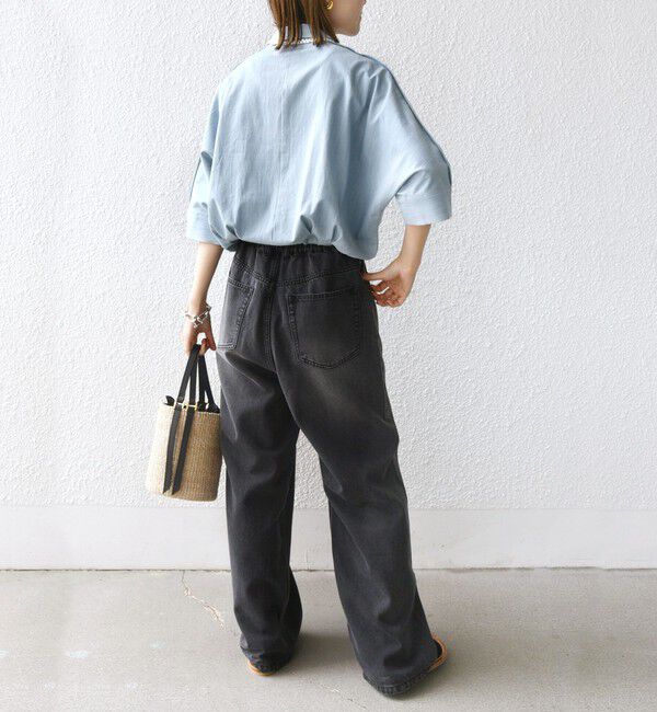 SHIPS for women「《追加予約》【WEB限定】〈手洗い可能〉デニム ライク タック 裾 ドロスト 羽織 シャツ」|シャツ・ブラウス|