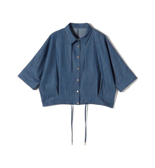 SHIPS for women「《追加予約》【WEB限定】〈手洗い可能〉デニム ライク タック 裾 ドロスト 羽織 シャツ」|シャツ・ブラウス|