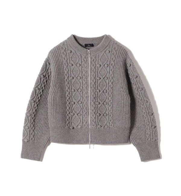 SHIPS for women「SHIPS Primary Navy Label:〈手洗い可能〉PON PON ケーブル ジップ アップ カーディガン」|カーディガン|グレー