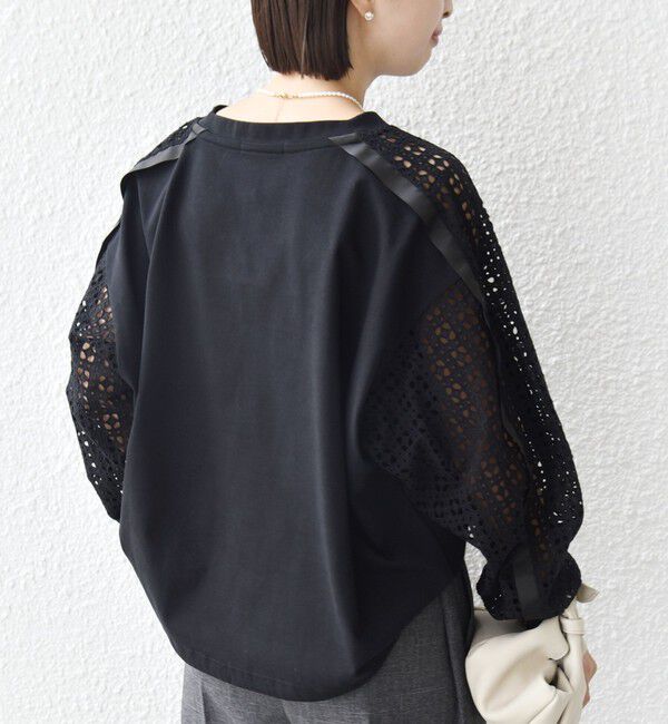 SHIPS for women「《予約》【WEB限定】〈手洗い可能〉レース コンビ カットソー」|Tシャツ・カットソー|