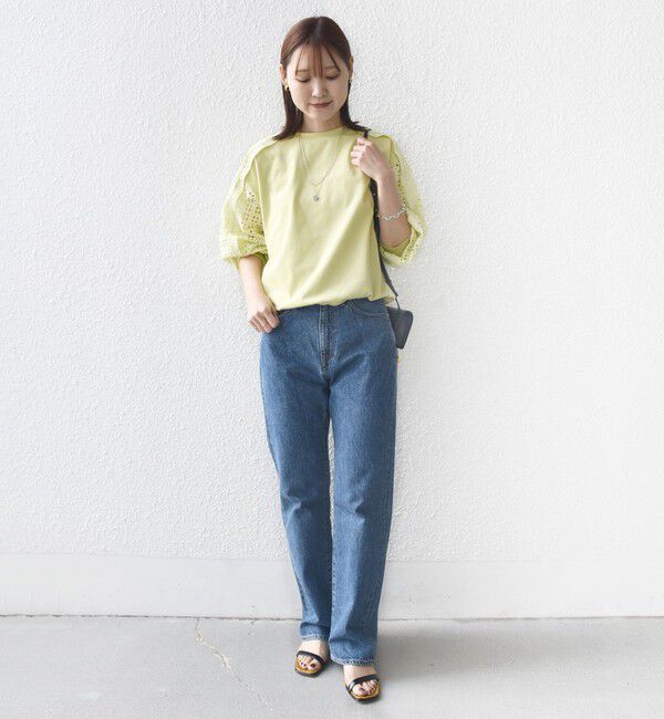 SHIPS for women「《予約》【WEB限定】〈手洗い可能〉レース コンビ カットソー」|Tシャツ・カットソー|