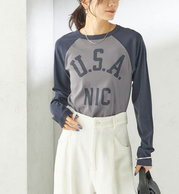 SHIPS for women「《予約》NINE CASE:〈手洗い可能〉シアー ラグラン TEE」|Tシャツ・カットソー|ネイビー