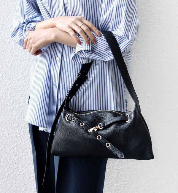 SHIPS for women「《予約》【WEB限定】ハトメ ベルト ワンショルダー バッグ S」|ショルダー・メッセンジャー|ブラック