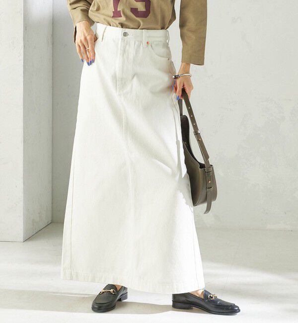 SHIPS for women「《予約》NINE CASE:〈洗濯機可能〉デニム スカート」|スカート|ホワイト