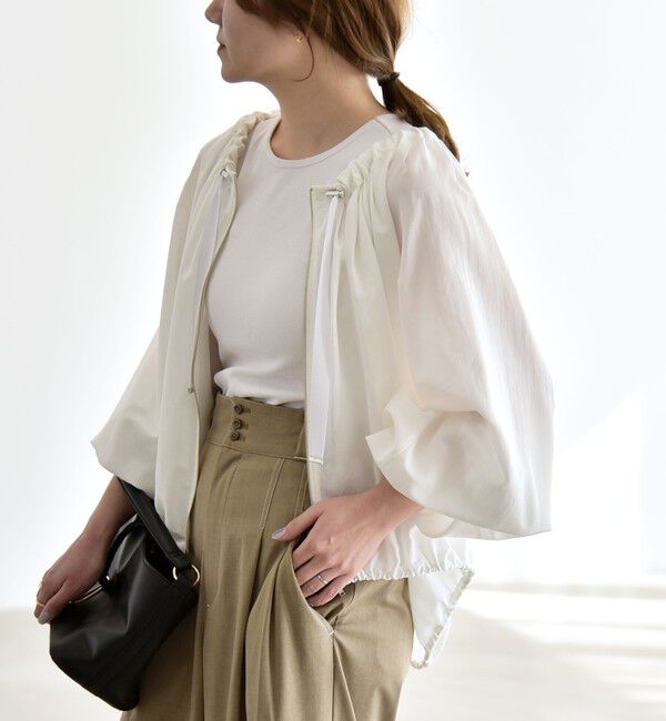 quaranciel「《予約》quaranciel:〈洗濯機可能〉シアー ドルマン ドロスト ジップ ブルゾン」|その他|