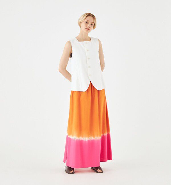 MACPHEE「ディップダイ ギャザーマキシスカート」|フレア|