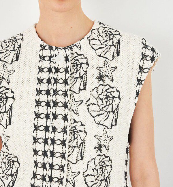 DES PRES「シェルプリントラッセルニット クルーネックジレ」|ベスト・ジレ|