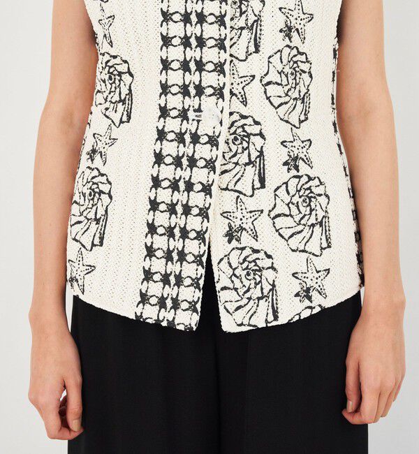 DES PRES「シェルプリントラッセルニット クルーネックジレ」|ベスト・ジレ|