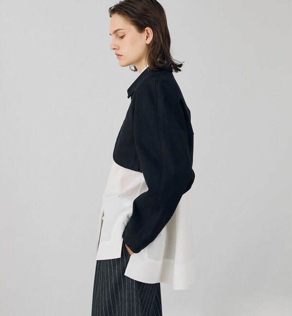 DES PRES「ブラックデニム クロップドブルゾン」|デニムジャケット|