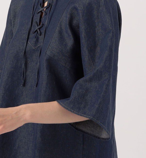 MACPHEE「リアクティブデニム レースアップブラウス」|シャツ・ブラウス|