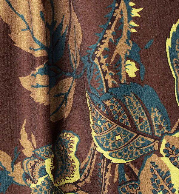 SOULEIADO「ポリエステルサテンプリント ティアードマキシスカート」|フレア|