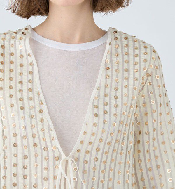 MACPHEE「ストライプスパンコール 2-WAYブラウス」|シャツ・ブラウス|