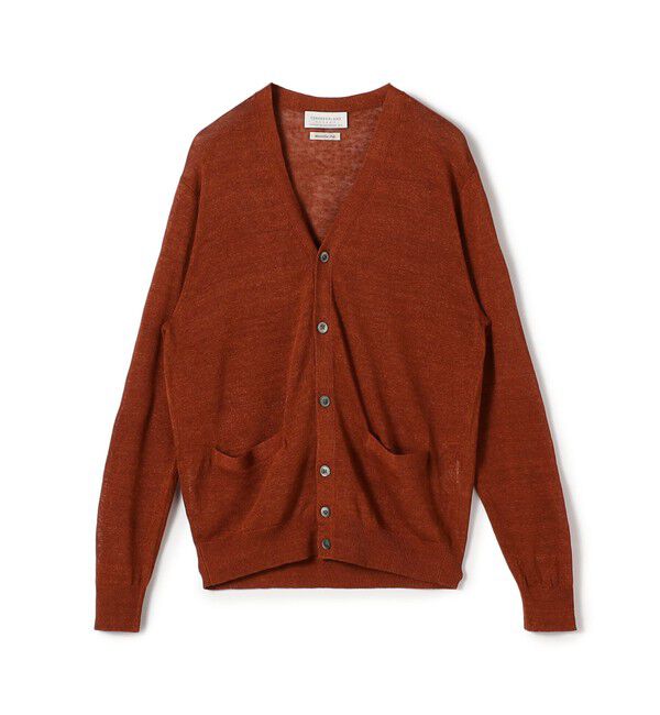 TOMORROWLAND MENS「TOMORROWLAND tricot ティントリネン Vネックカーディガン」|カーディガン|27 オレンジ