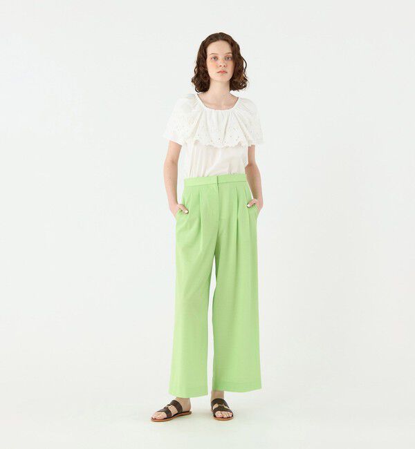 Ballsey「レースコンビ ラッフルフレアブラウス」|シャツ・ブラウス|