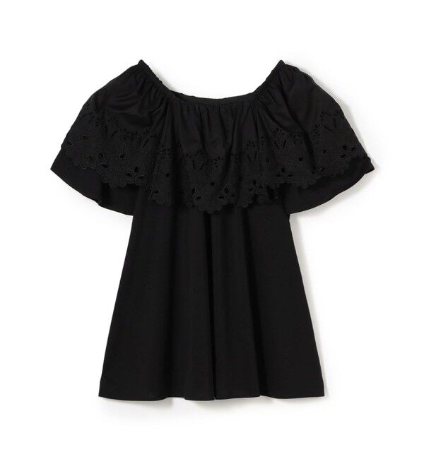 Ballsey「レースコンビ ラッフルフレアブラウス」|シャツ・ブラウス|19 ブラック