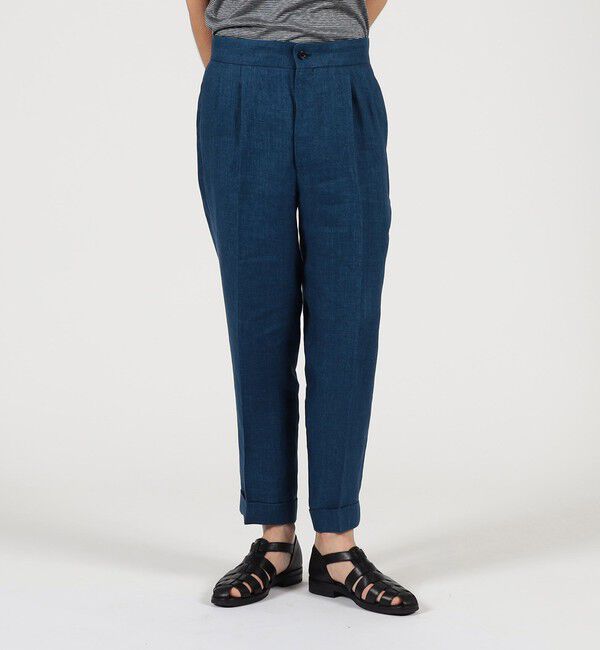 TOMORROWLAND MENS「リネン バックベルト ペグトップスラックス SOLBIATI」|スラックス|