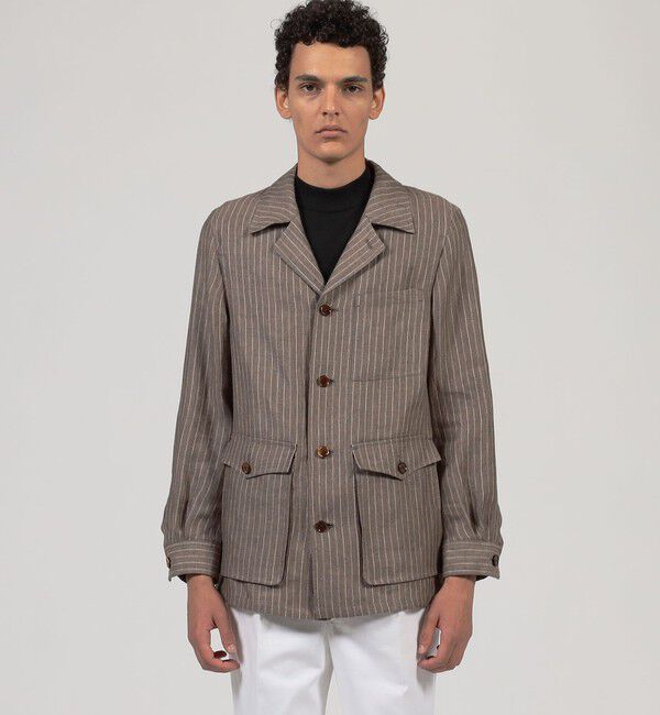 TOMORROWLAND MENS「リネン ダブルポケット シャツジャケット SOLBIATI」|ブルゾン・スタジャン|