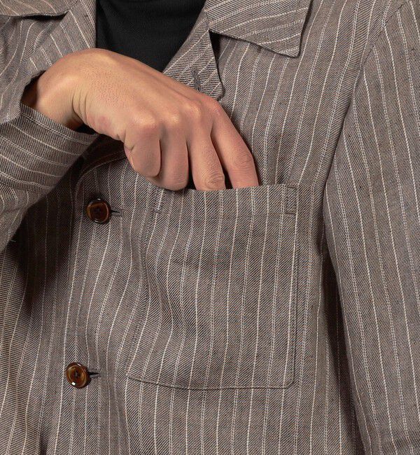 TOMORROWLAND MENS「リネン ダブルポケット シャツジャケット SOLBIATI」|ブルゾン・スタジャン|