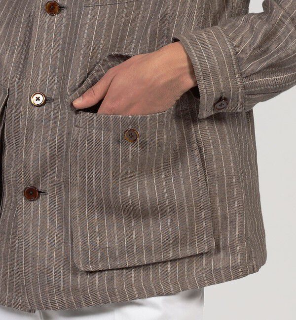 TOMORROWLAND MENS「リネン ダブルポケット シャツジャケット SOLBIATI」|ブルゾン・スタジャン|