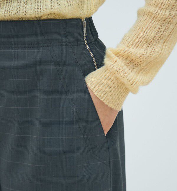 MACPHEE「ポリエステルウールストレッチチェック フレアパンツ」|その他|