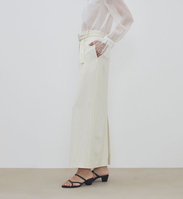 DES PRES「ウールドスキン ベルデッドストレートスカート」|タイト|