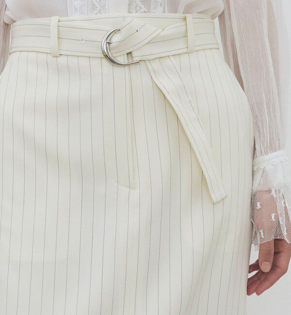 DES PRES「ウールドスキン ベルデッドストレートスカート」|タイト|