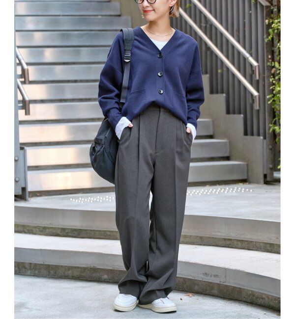 Spick and Span「《追加》ダブルクロスツータックパンツ」|スラックス|