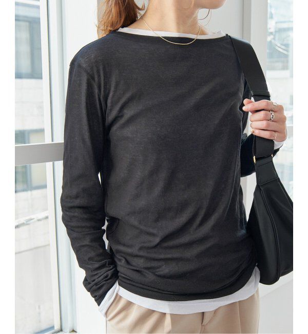 Spick and Span「《追加》シアーボートネックプルオーバー」|Tシャツ・カットソー|ブラック