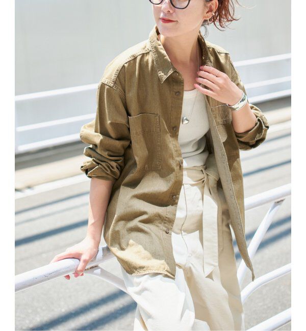 Spick and Span「《追加》ライトオンスデニムシャツ」|シャツ・ブラウス|ベージュ