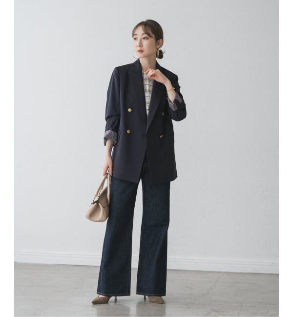 NOBLE「エステルツイルピークドラペルジャケット」|テーラードジャケット|