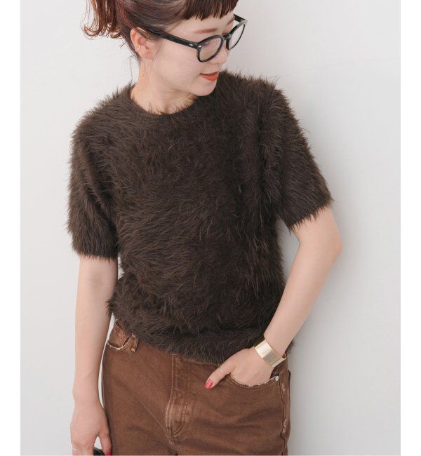 Spick and Span「《追加》手洗い可 / フェザーヤーンハーフスリーブニット」|ニット・セーター|