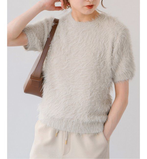 Spick and Span「《追加》手洗い可 / フェザーヤーンハーフスリーブニット」|ニット・セーター|
