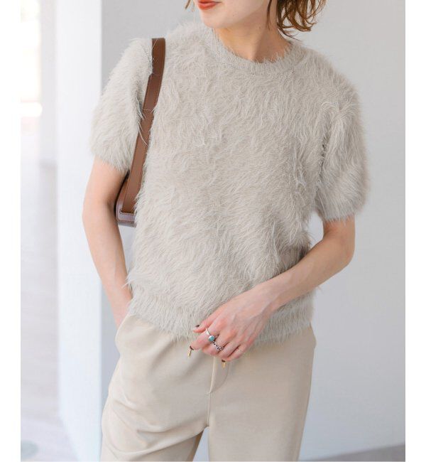 Spick and Span「《追加》手洗い可 / フェザーヤーンハーフスリーブニット」|ニット・セーター|