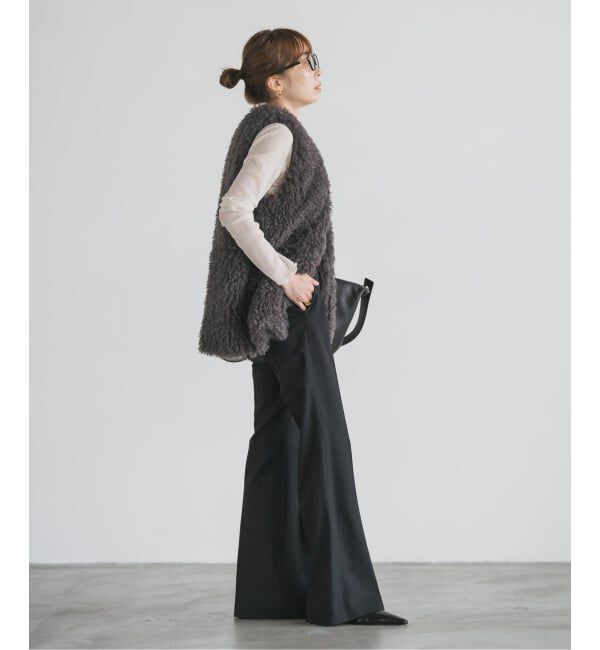 NOBLE「ハイストレッチナローフレアパンツ」|スラックス|