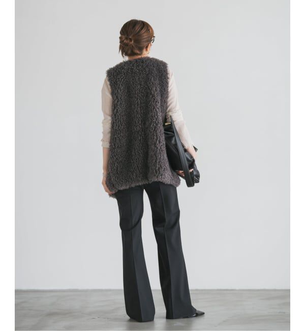 NOBLE「ハイストレッチナローフレアパンツ」|スラックス|