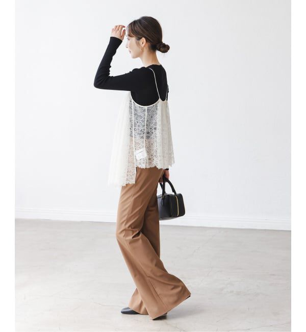NOBLE「ハイストレッチナローフレアパンツ」|スラックス|