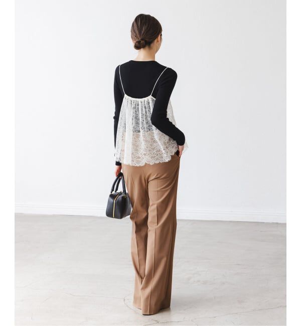 NOBLE「ハイストレッチナローフレアパンツ」|スラックス|