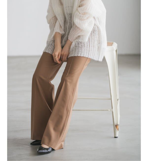 NOBLE「ハイストレッチナローフレアパンツ」|スラックス|