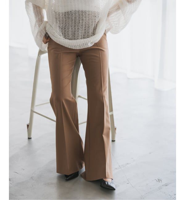 NOBLE「ハイストレッチナローフレアパンツ」|スラックス|