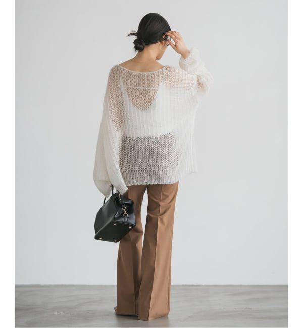 NOBLE「ハイストレッチナローフレアパンツ」|スラックス|