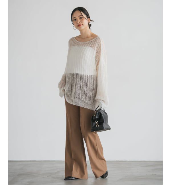 NOBLE「ハイストレッチナローフレアパンツ」|スラックス|