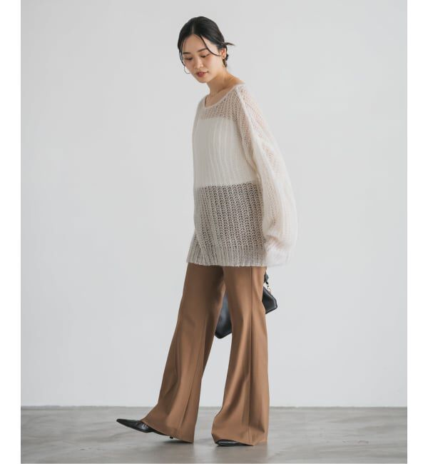 NOBLE「ハイストレッチナローフレアパンツ」|スラックス|