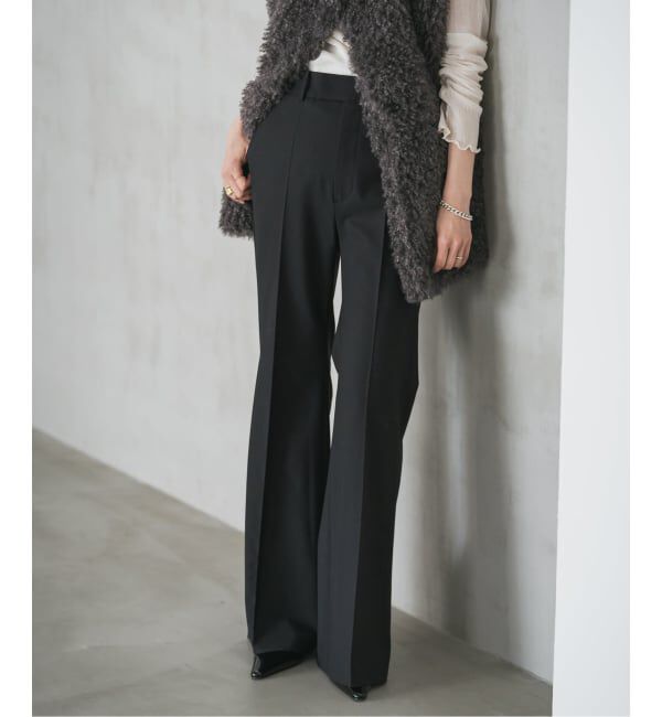 NOBLE「ハイストレッチナローフレアパンツ」|スラックス|