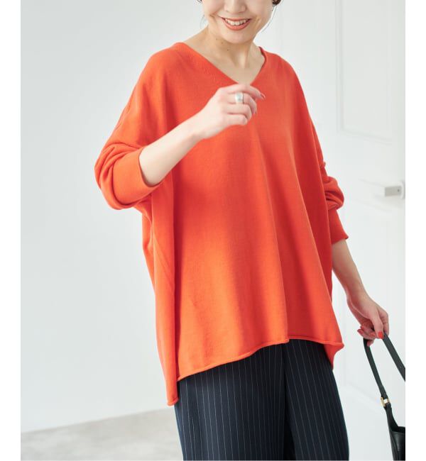 Spick and Span「コットンバルキーヤーンルーズVネックプルオーバー」|ニット・セーター|